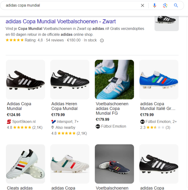 Adidas in Google Shopping
