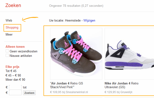 google shopping tabje google shopping tabje